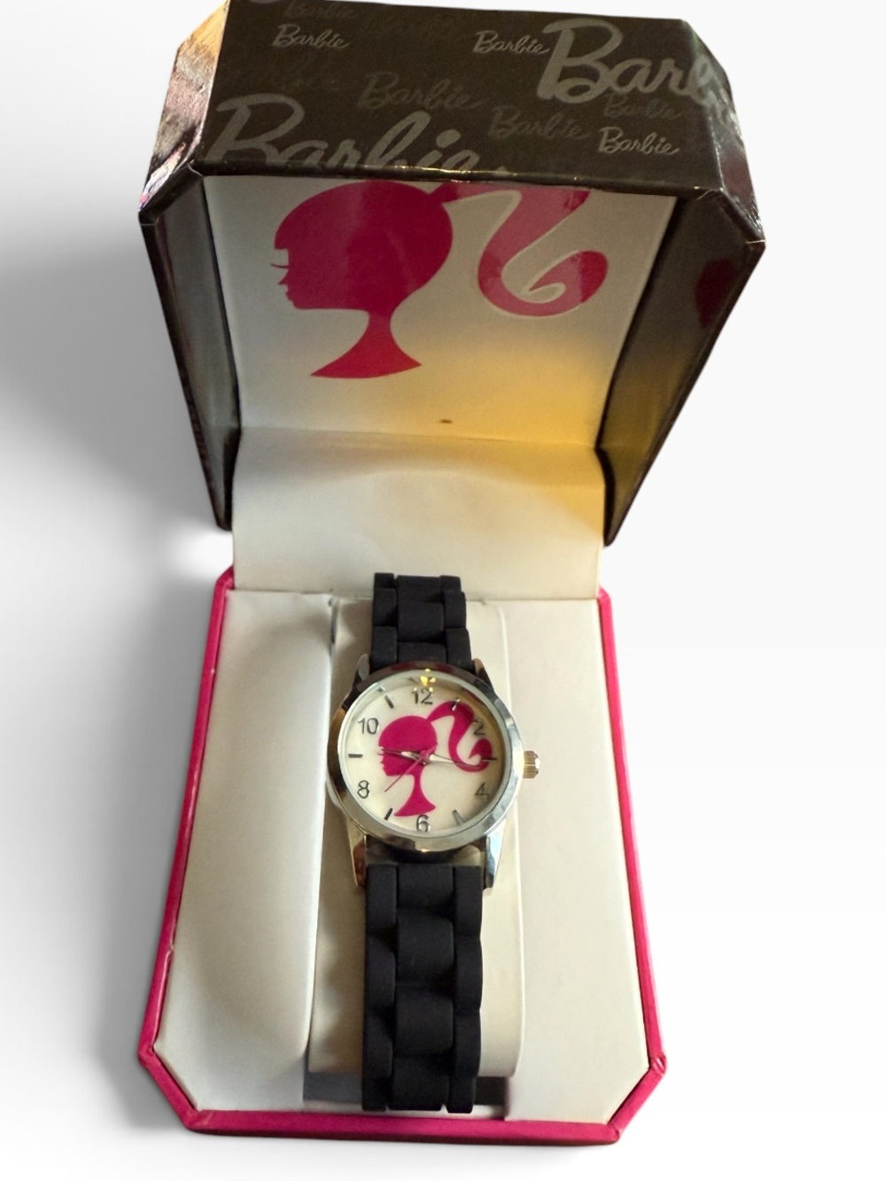 Barbie Pink Silhouette Black Band Watch NIB - Picture 5 of 9